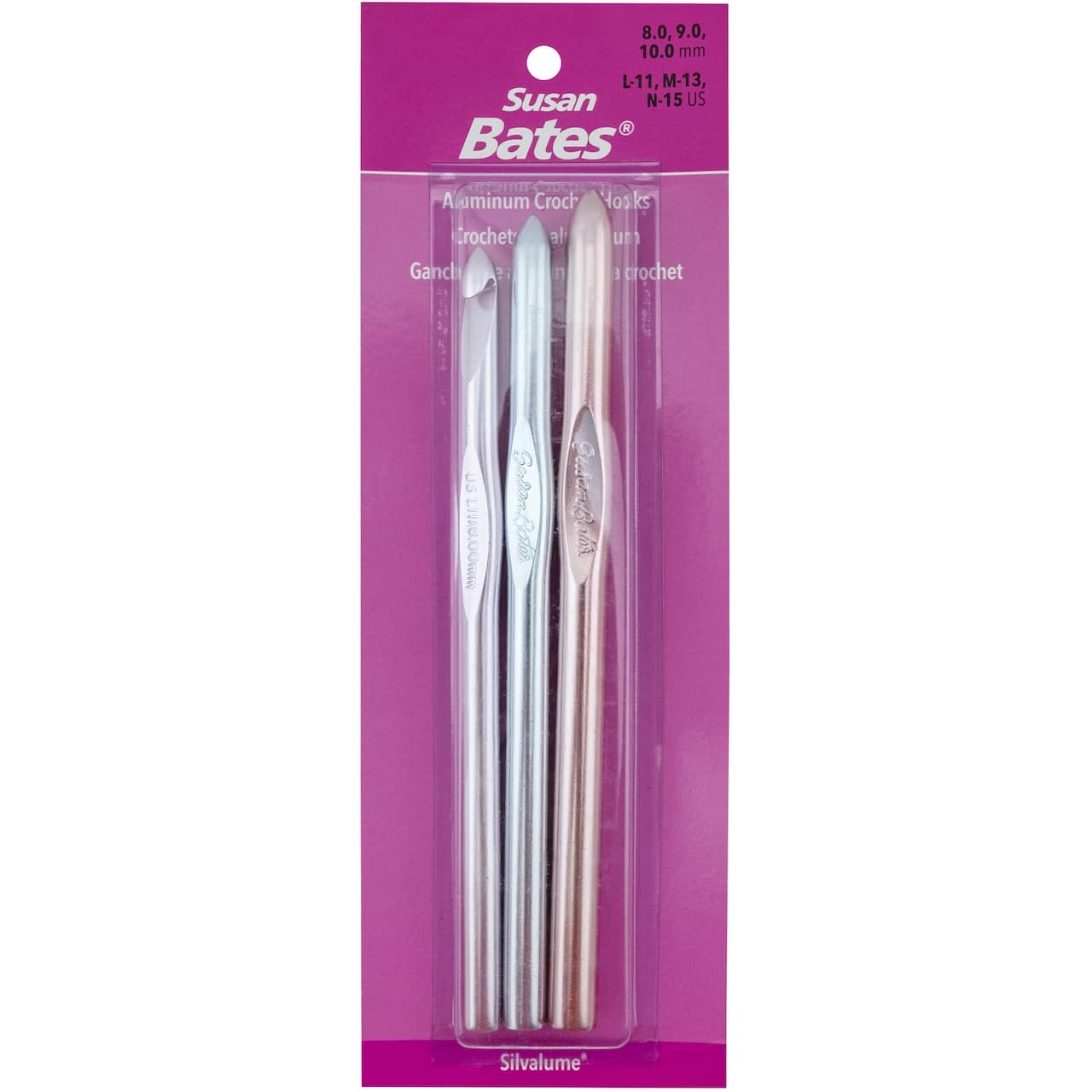 Susan Bates® Silvalume® Aluminum Crochet Hook Set, L11-N15